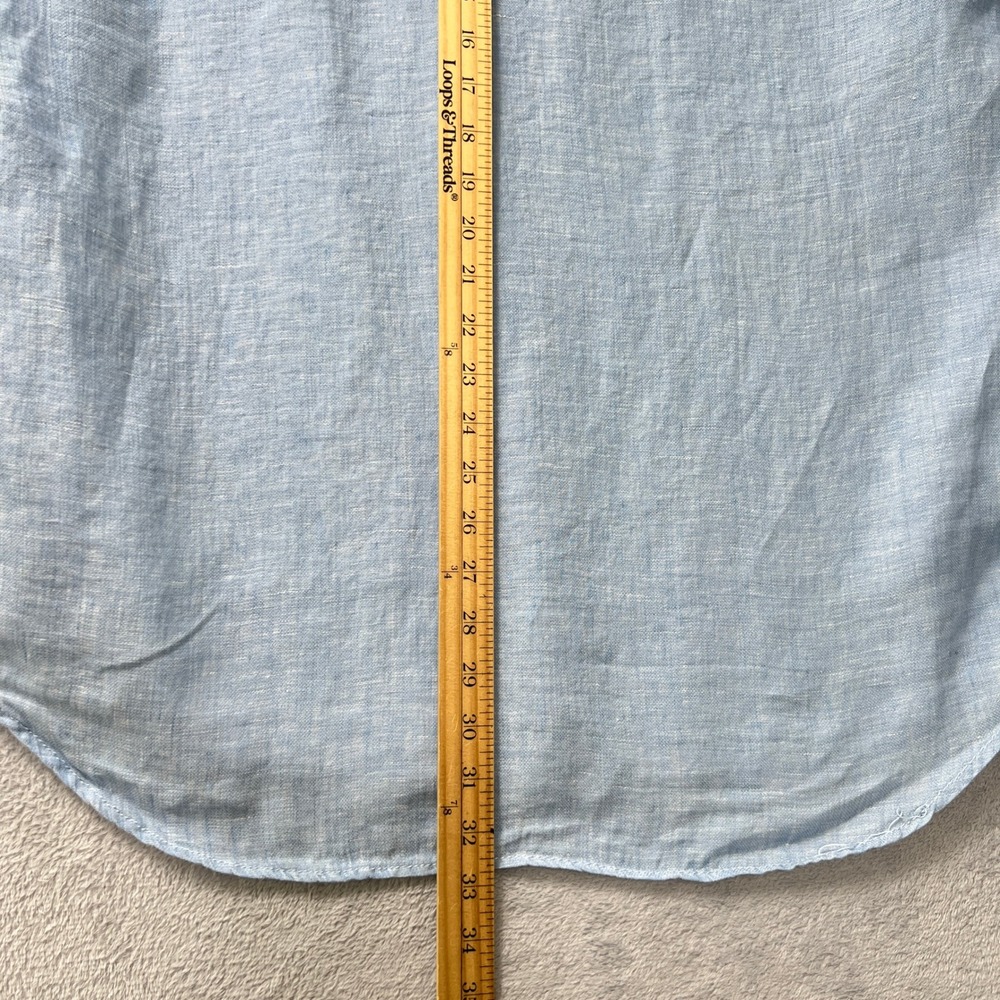 MARTIN GORDON Linen‎ Shirt Long Sleeve Button Up Light Blue Mens XL Coastal - Picture 7 of 11